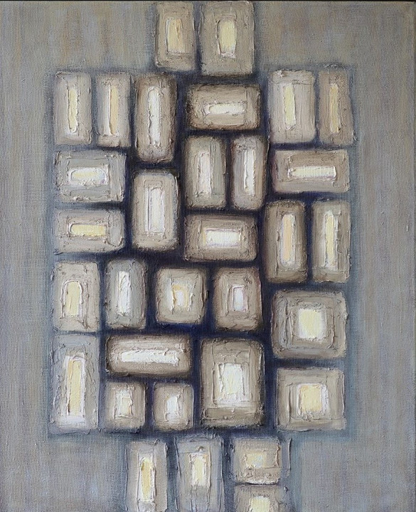 11 Winter rhytm ; acrylic + media on canvas, 60 x 75 cm
