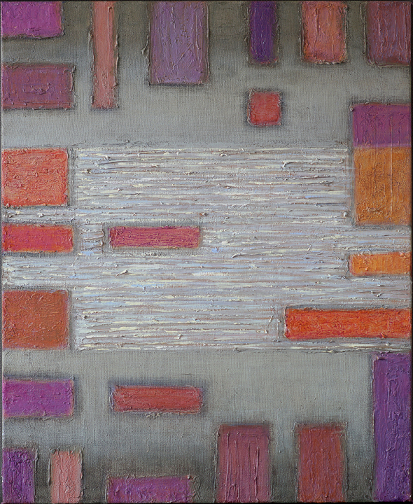 10. Autumn rhytm ; acrylic + media on canvas, 60 x 75 cm