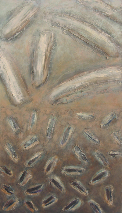 8. Światło i przestrzeń, akryl+i media na tekturze, 50  x  70 cm