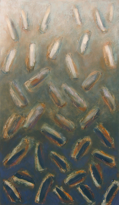 9. Światło i przestrzeń, akryl + media na tekturze, 50  x  70 cm