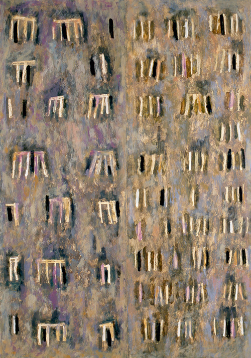 12. Records, oil on a chalk paper, 70 x 100 cm