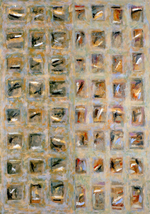16. Records, oil on a chalk paper, 70 x 100 cm