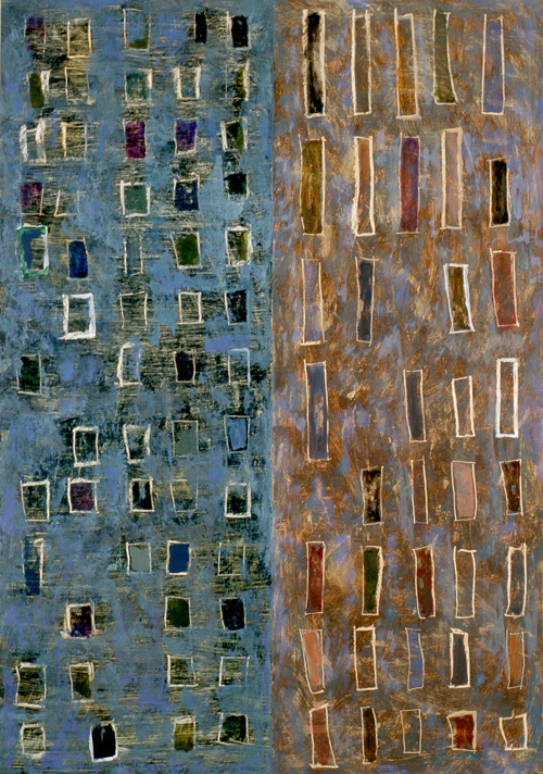 17. Records, oil on a chalk paper, 70 x 100 cm