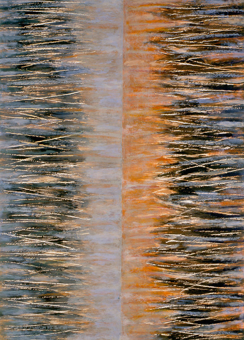 6. Records, oil on a chalk paper, 70 x 100 cm