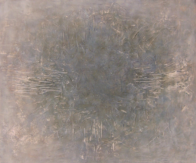 2. Światło w przestrzeni  ; akryl + media na płótnie, 55  x  46 cm