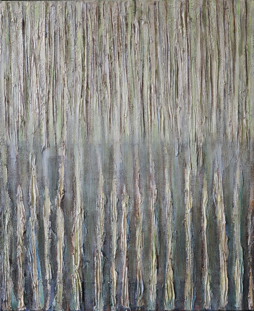8.Rytm wiosny ; akryl + media na płótnie, 60  x 75cm