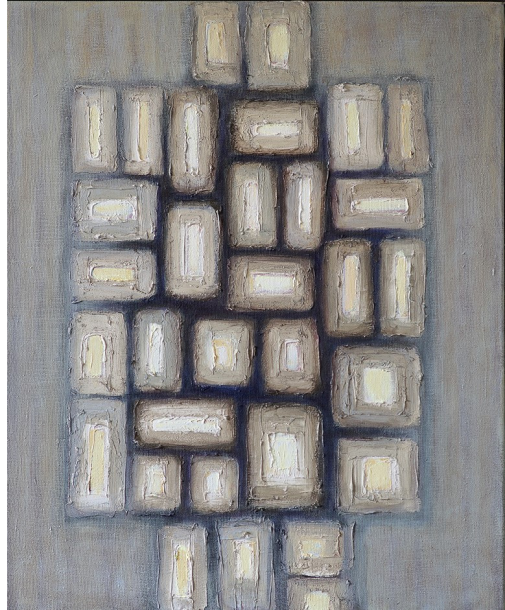 11. Rytm zimy ; akryl+ media na płótnie, 60  x 75 cm