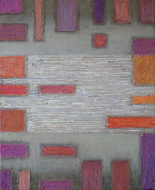 10. Rytm jesieni ; akryl+ media na płótnie, 60  x 75 cm