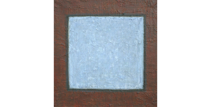 7. Blue space ; acrylic + media on canvas, 65 x 65 cm