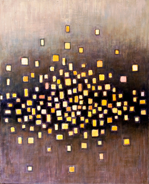 4. Light years ; acrylic + media on canvas, 120 x 150 cm