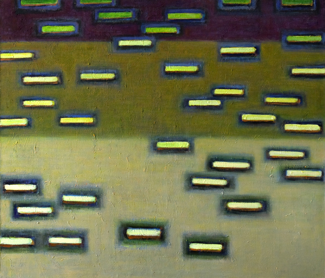 7. Zielony rytm I  ;  akryl na płótnie, 140  x 120 cm