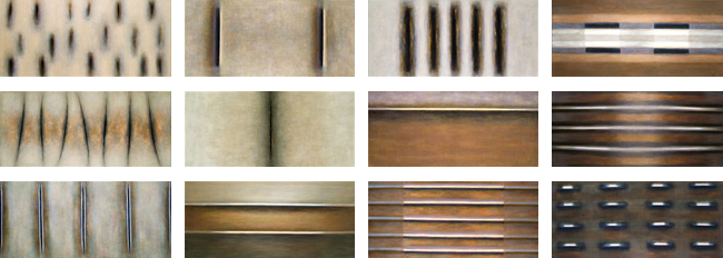 1. Space combination, acrylic, oil on canvas, 12 pcs. x 165 x 75 cm