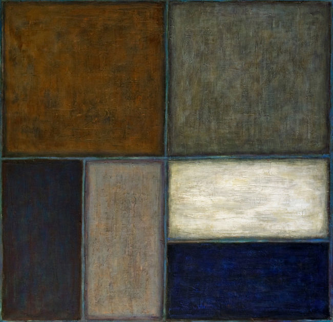 1. Sytuacja I  ;  akryl + media na płótnie, 120  x 120  cm