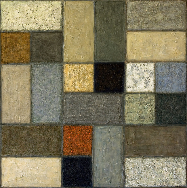 3. Hipoteza ; akryl + media na płótnie, 120  x  120  cm