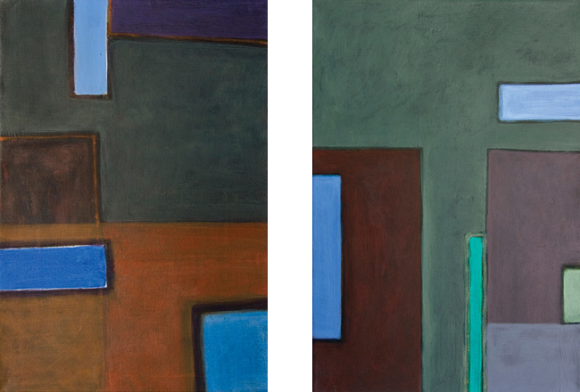 21. Notes from space, acrylic on canvas, 2 pcs. 27 x 41 cm