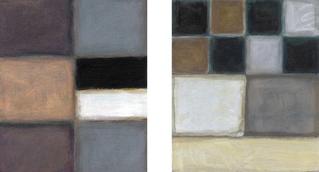 1.Układy  rytmiczne  ;  akryl na tekturze, 2 szt., 16  x  20 cm
