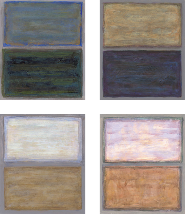 12. acrylic on cardboard, 4 pcs. 14 x 16 cm