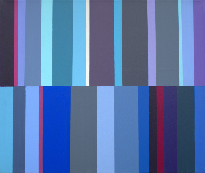 3. Staccato  z fioletem  ;  akryl na płótnie, 55  x  46  cm