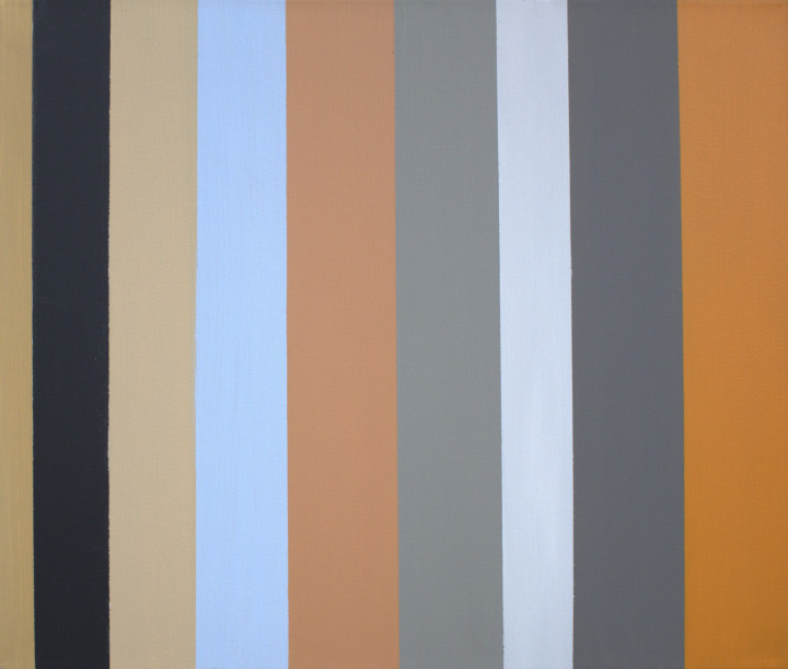 16. Staccato z ochrą i umbrą  ;  akryl na płótnie, 55  x  46  cm